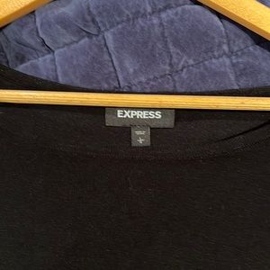 Express light sweater dress form fitting with ruched front - very flattering